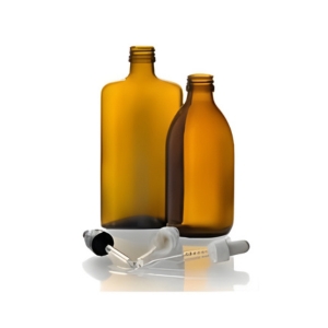 Botellas Boston Round en colores ámbar y transparente